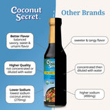 Coconut Secret Organic Coconut Liquid Aminos Variety 3-Pack - Includes Original 8oz, Garlic 10oz, and Teriyaki 10oz - Low Sodium Soy Sauce Alternative
