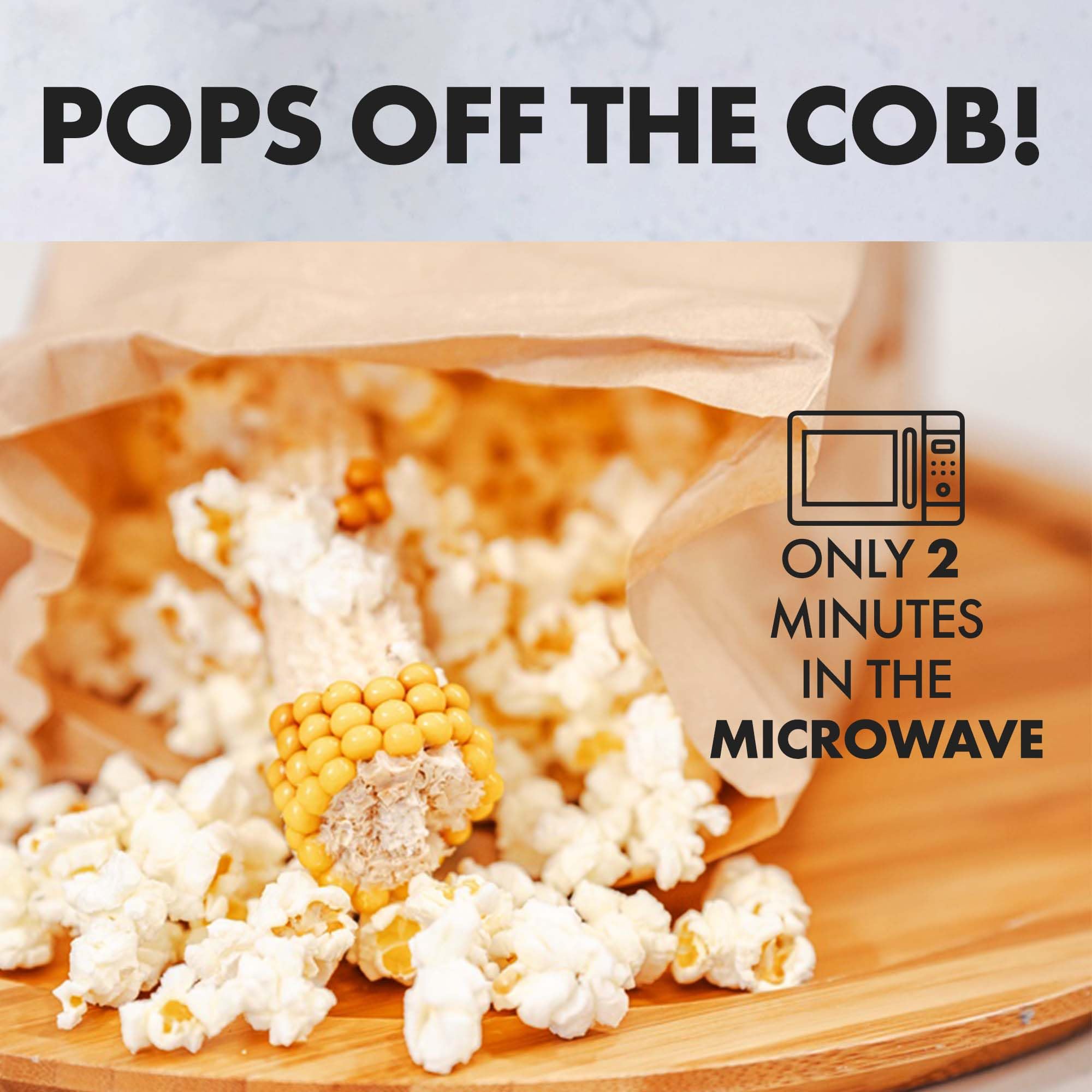 Poppin’ Cobs Microwave Popcorn on the Cob (3) - Healthy, Gluten-Free Fun Snack, Fun Nights, Perfect for Movie popcorn Nights|1 pack Buttery Garlic