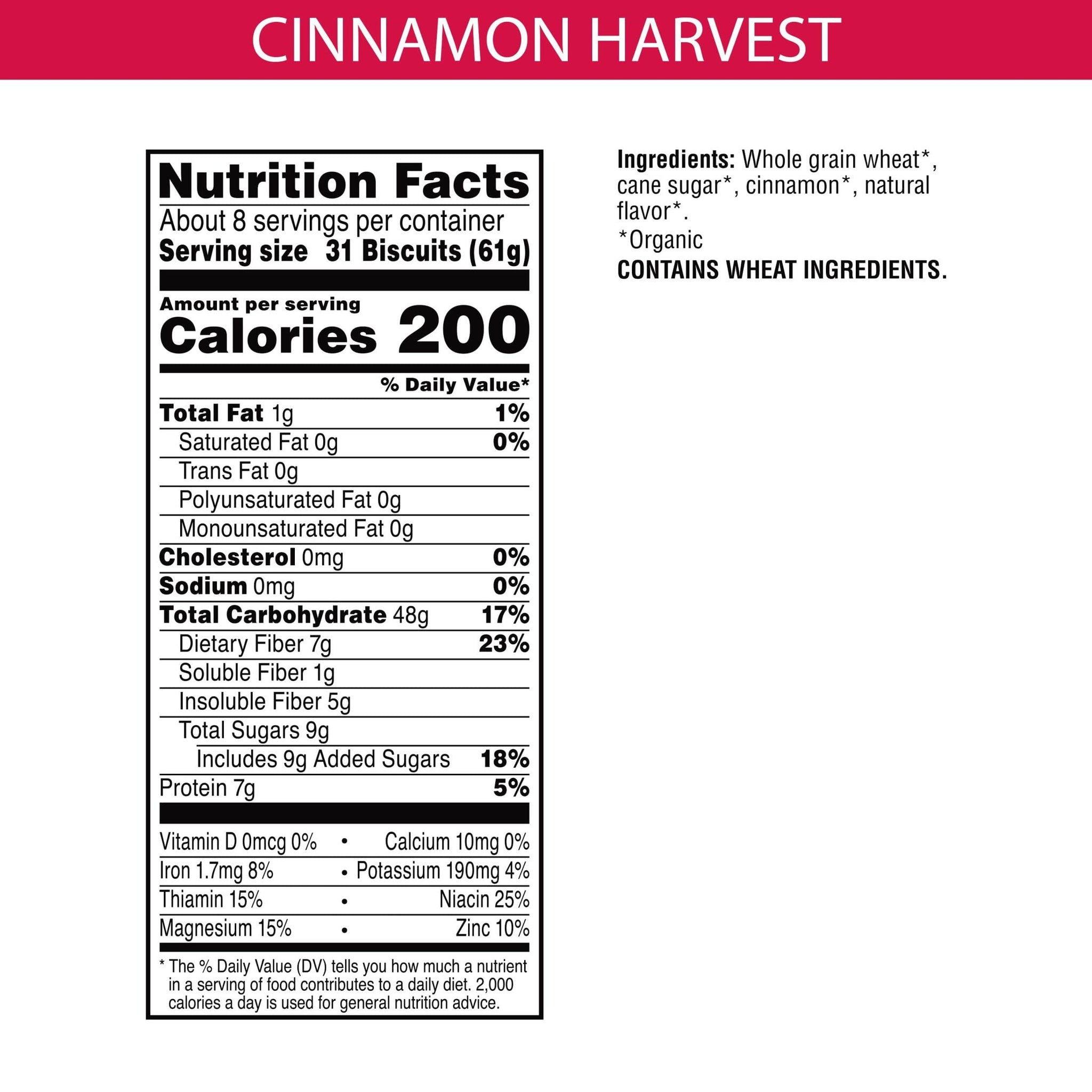 Kashi Organic Cinnamon Harvest Breakfast Cereal, Vegan, Box, 1.01 lb, 65.2 Oz, Pack of 4