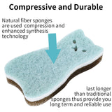 Kitchen Scrub Sponges Non-Scratch Multi-Use Heavy Duty Scrub Sponge for Dishes Pots and Pans Three-Layer Cat Shape Cleaning Sponge?4pack? (cat)