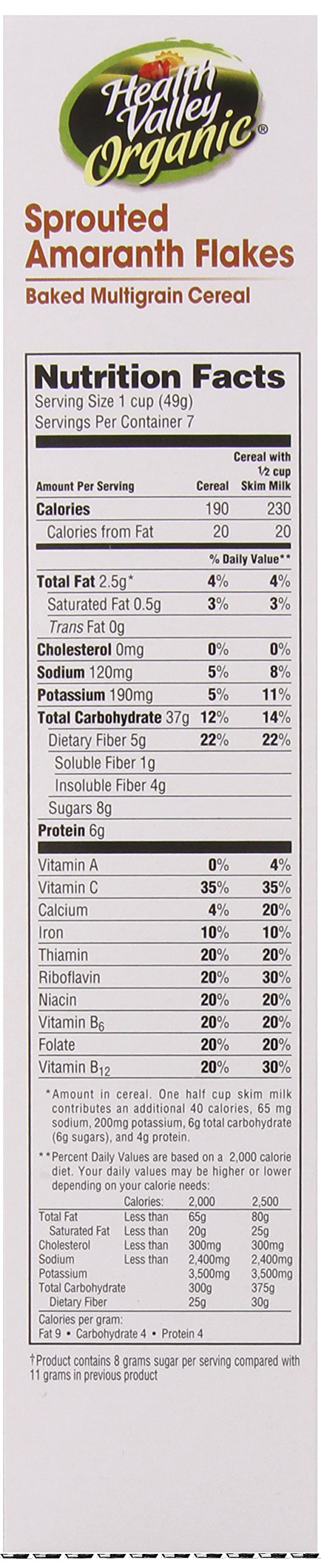 Health Valley Organic Cereal, Sprouted Amaranth Flakes, 12.65 Ounce (Pack of 6)