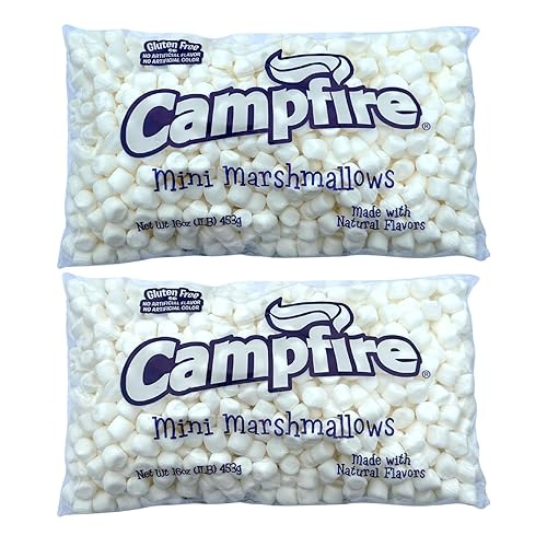 2 Pounds of Campfire Mini White Marshmallows - Made with Natural Vanilla, No Artificial Flavors - Great for Hot Chocolate, Baking, Rice Crispy Treats