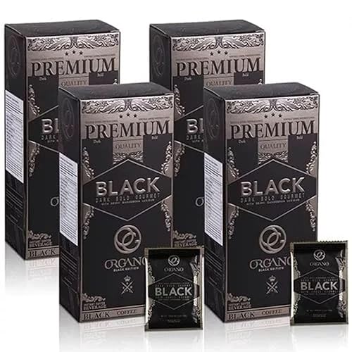 ORGANO 4 Boxes Gourmet Black Coffee, 100% Certified Ganoderma Lucidum (120 Sachets)