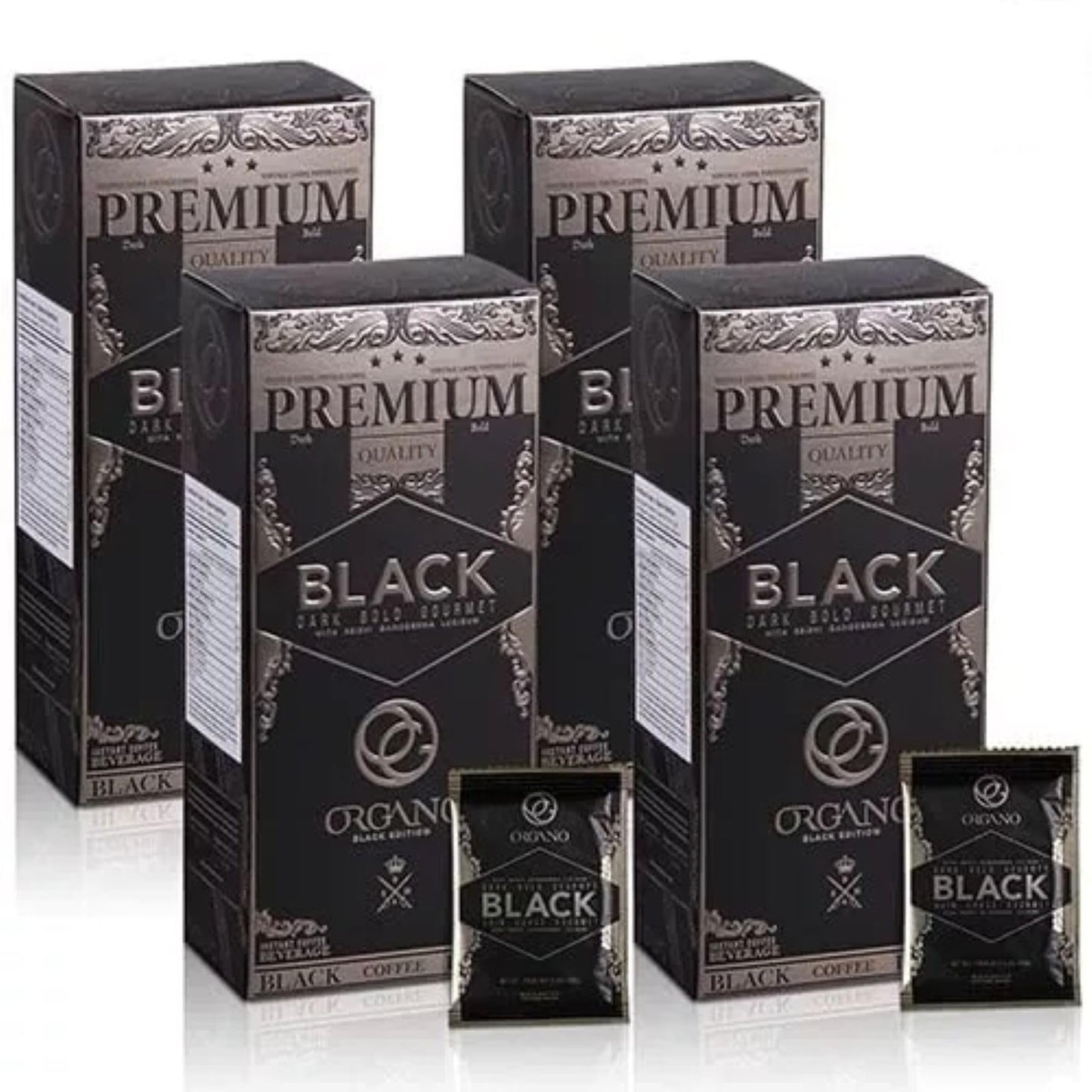 ORGANO 4 Boxes Gourmet Black Coffee, 100% Certified Ganoderma Lucidum (120 Sachets)