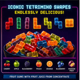 Fandom Snacks TETRIS™ Gummies, 4.4 oz - Officially Licensed TETRIS Candy, 7 Natural Flavors, Made with 20% Fruit Juice Concentrate, Tetrimino Shapes