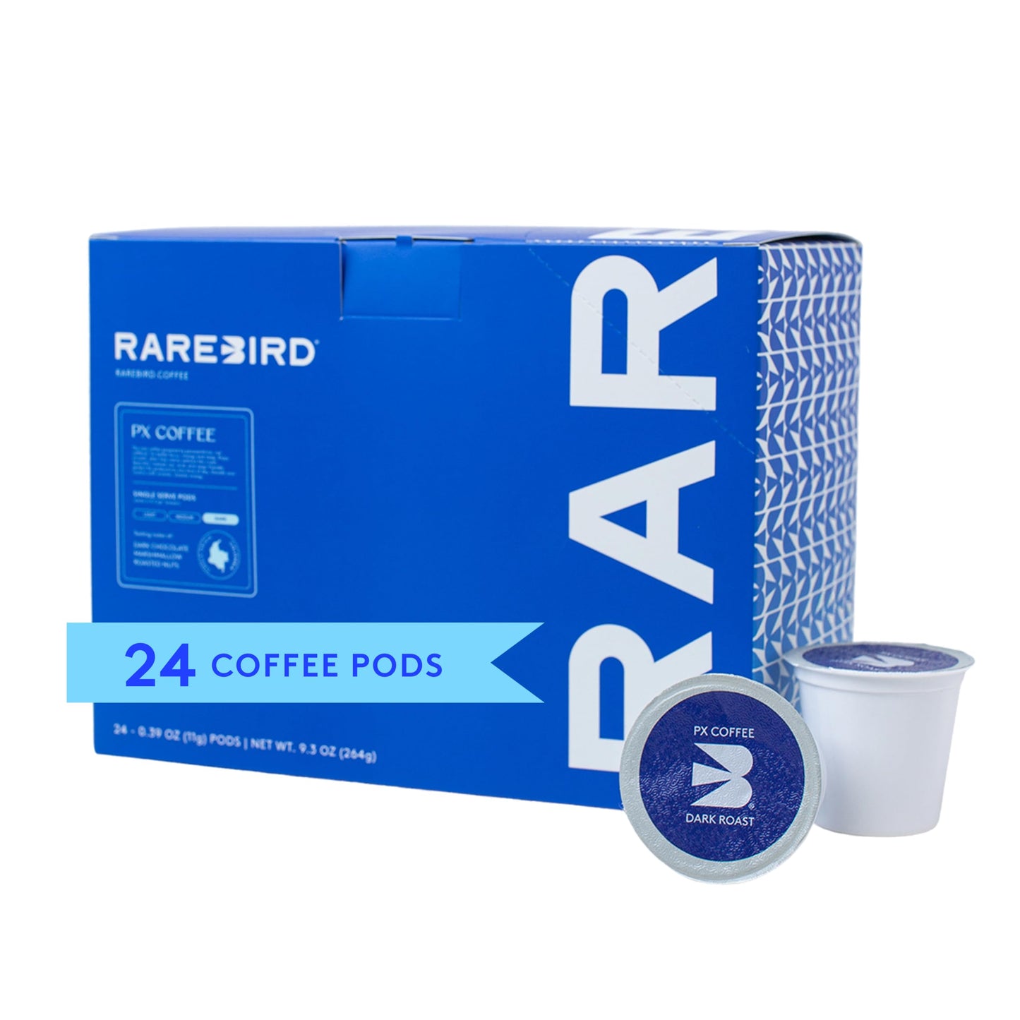 Rarebird Px Coffee Pods (Dark Roast) | Compatible with K-Cup® Brewers | Jitter-Free Energy, Refined Focus, Sleep-Friendly | Coffee Made