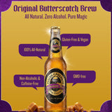 Flying Cauldron Butterscotch Beer Bottle, Pack of 4 (12 fl oz each) - Non Alcoholic Butterscotch beer made with Cane Sugar - Exotic Soda Ideal for All