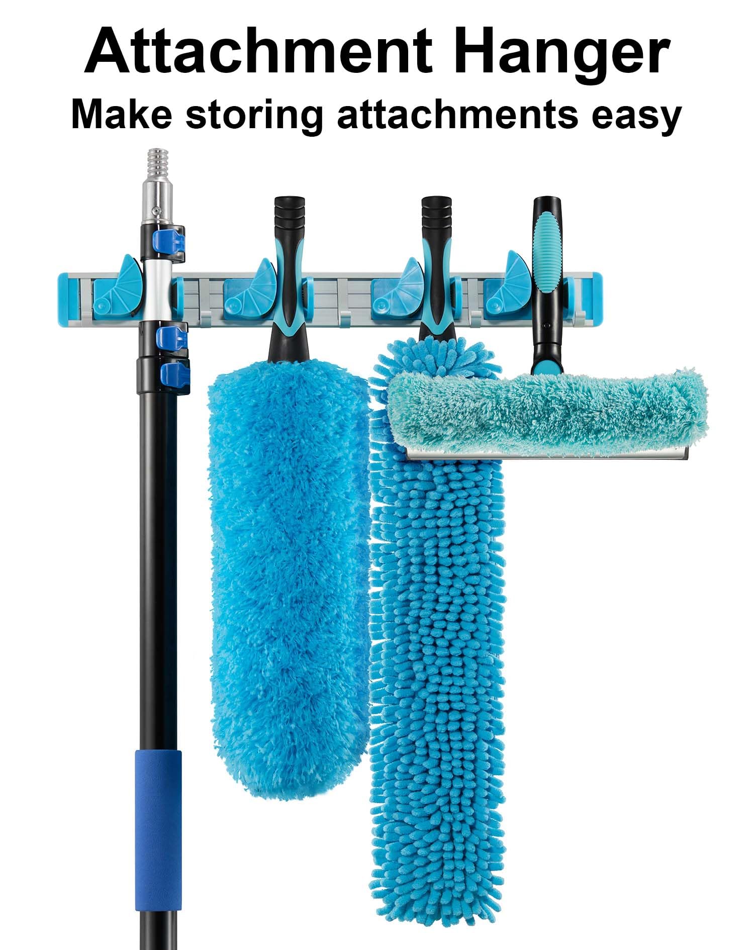 APMOLAR 20 Foot High Reach Ceiling Fan Duster with 5-12ft Heavy Duty Extension Pole, Microfiber Feather, Cobweb Duster, Window Squeegee Kit, Cleaning