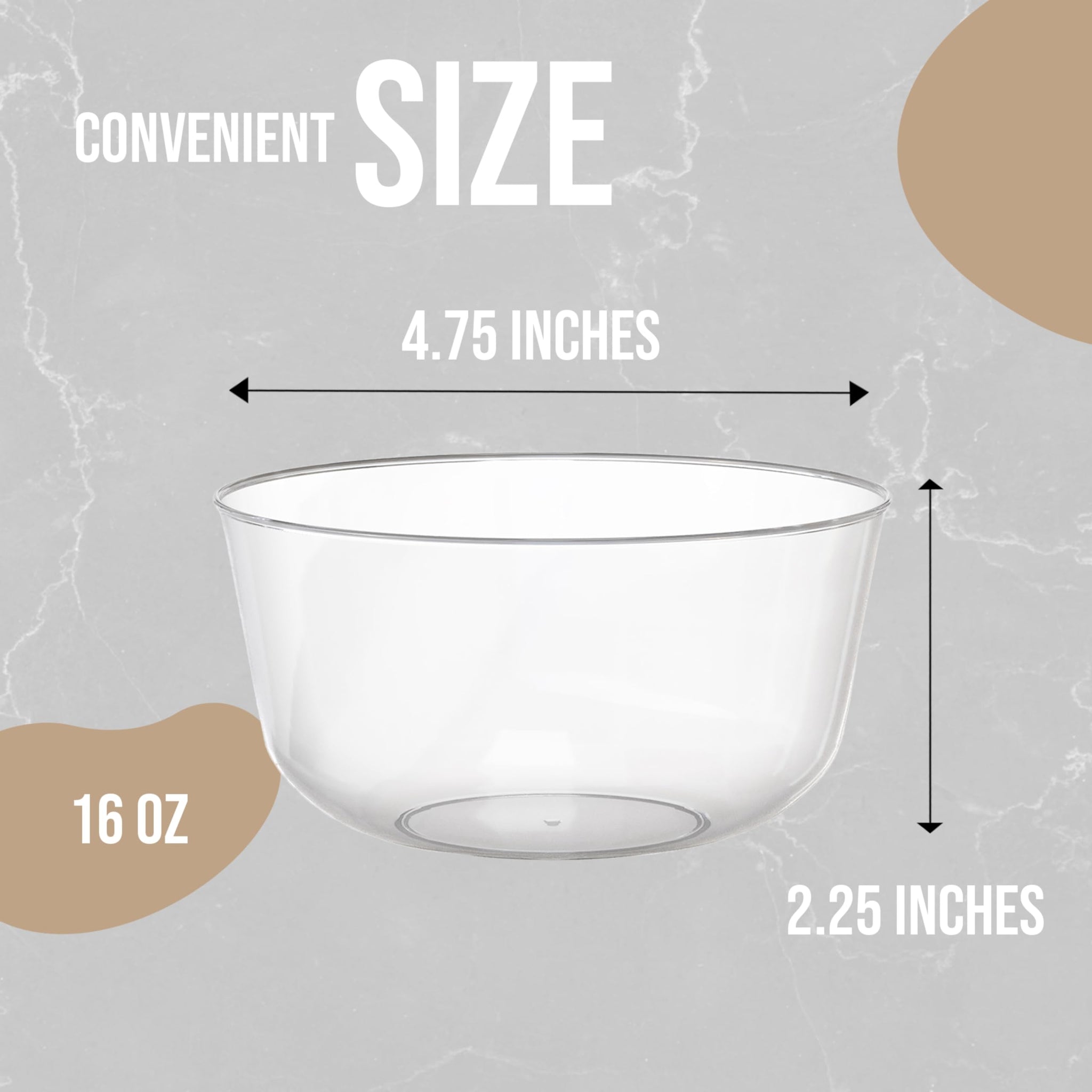 Trendables Clear Plastic Bowls - Disposable - 16 Oz - Large - Heavy Duty - 60 Count - Perfect For Weddings And Parties