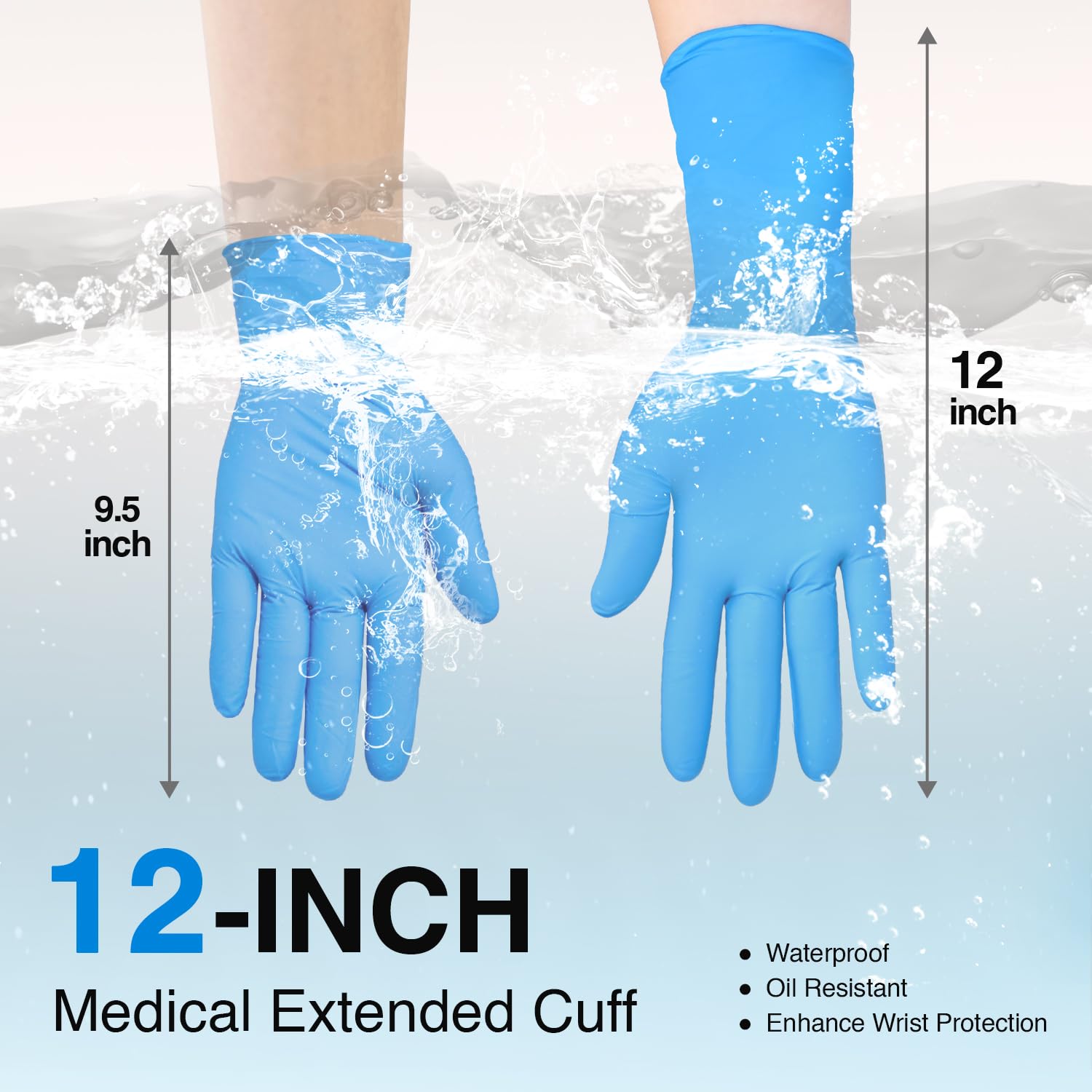 Schneider Nitrile Exam Gloves, Extended 12 Inches Cuff, Medium, 4 mil, 1000-ct Box, Gloves Disposable Latex Free, Powder Free for Medical, Food Prep