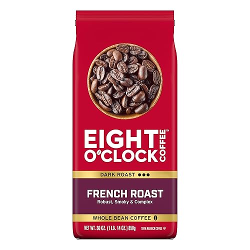 Eight O'Clock Coffee French Roast Whole Bean Coffee, Dark Roast, 30 Ounce (Pack of 1)