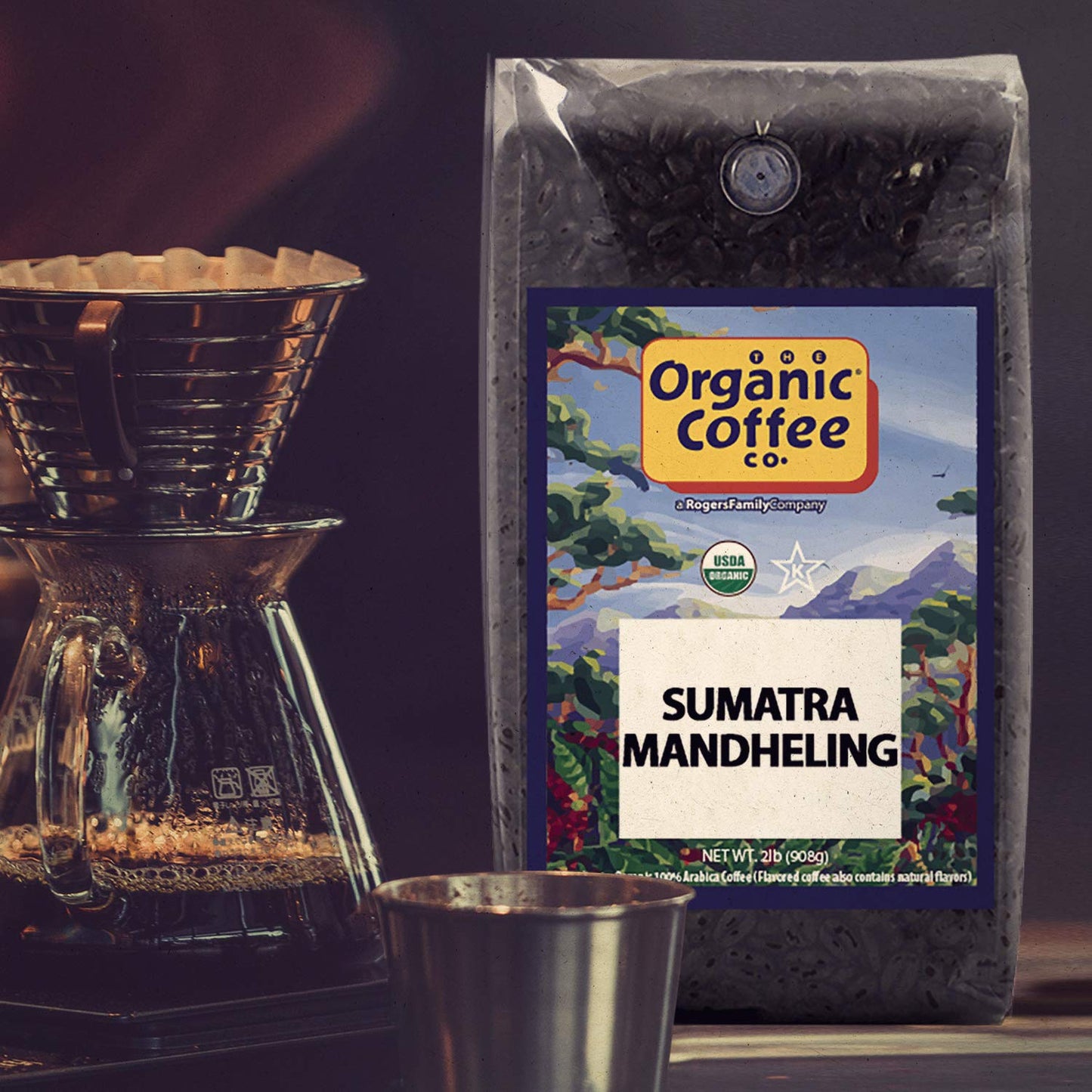 The Organic Coffee Co. Sumatra Mandheling Whole Bean Coffee 2LB (32 Ounce) Medium Light Roast USDA Organic