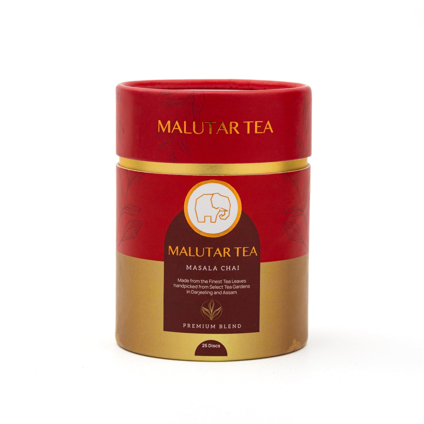 MALUTAR Premium Masala Chai (25 Discs) - Bold Mix of Black Tea and Spices - Ethically Sourced, Biodegradable, Non-Chlorinated, No Additives