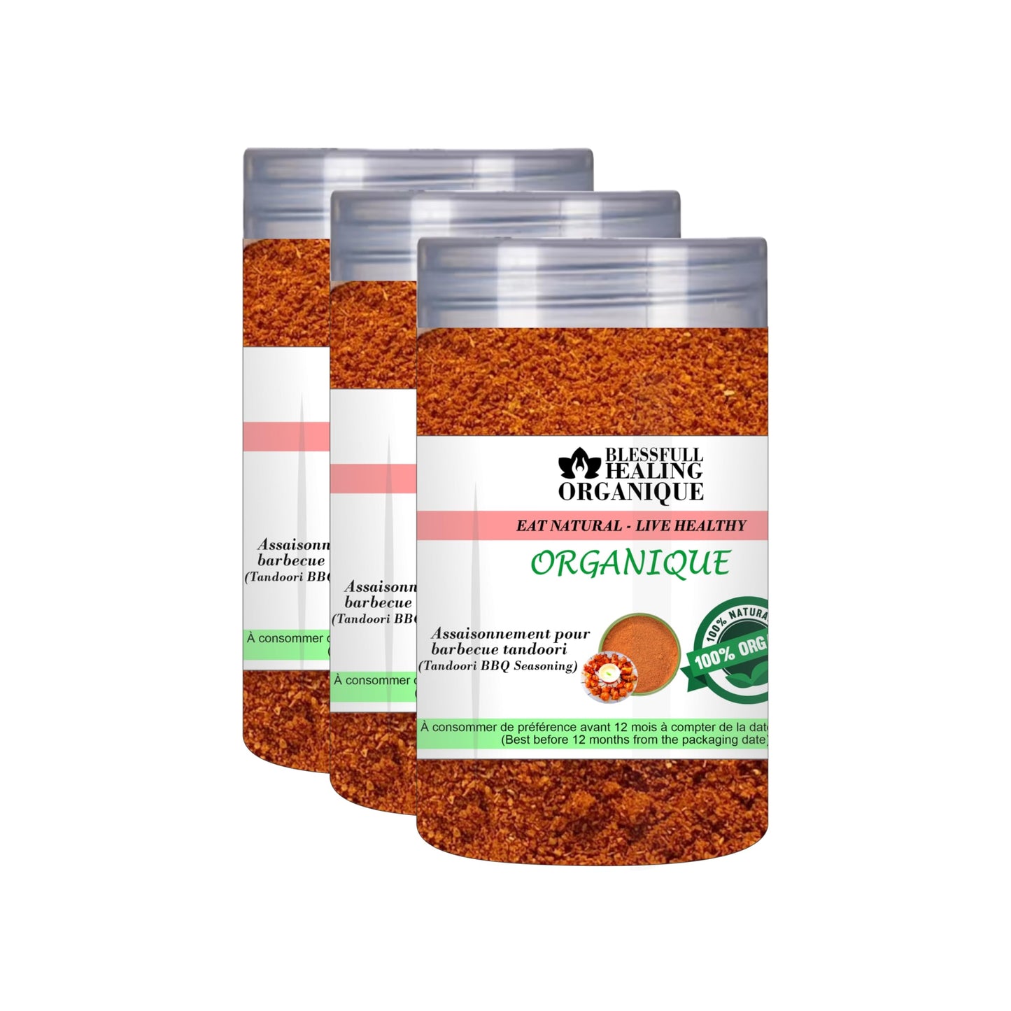 Blessfull Healing Organic Tandoori BBQ Masala 100 Gram (3.52 oz) Each (Pack Of 3) = 300 Grams, Vegan