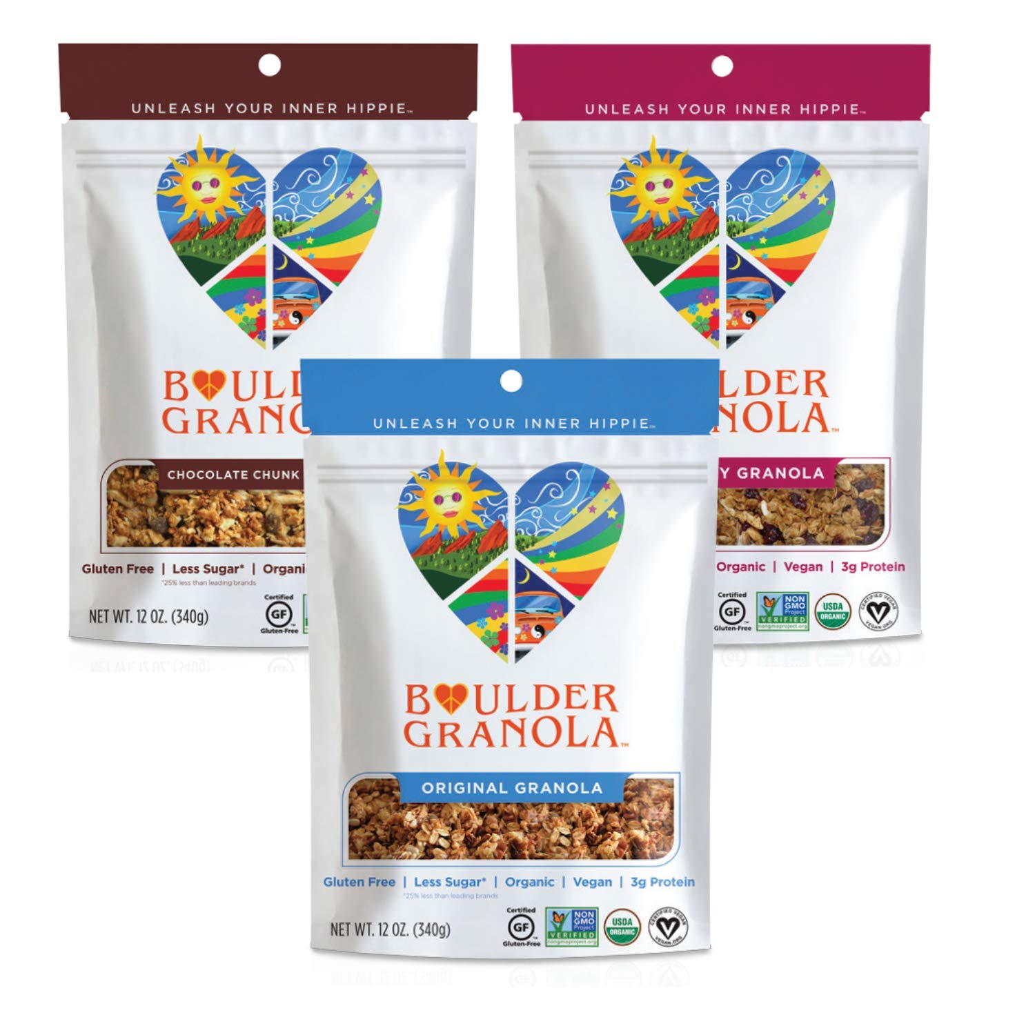 Boulder Granola Organic Gluten-Free Low-Sugar Healthy Granola (Variety Pack, 3 Pack, 12 ounce)