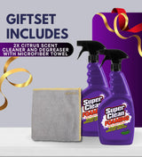 Super Clean Citrus Scent Foaming Cleaner and Degreaser Spray 32 oz Bundle with Microfiber Cloth - Heavy Duty Degreaser for Kitchen, Oil, Grime
