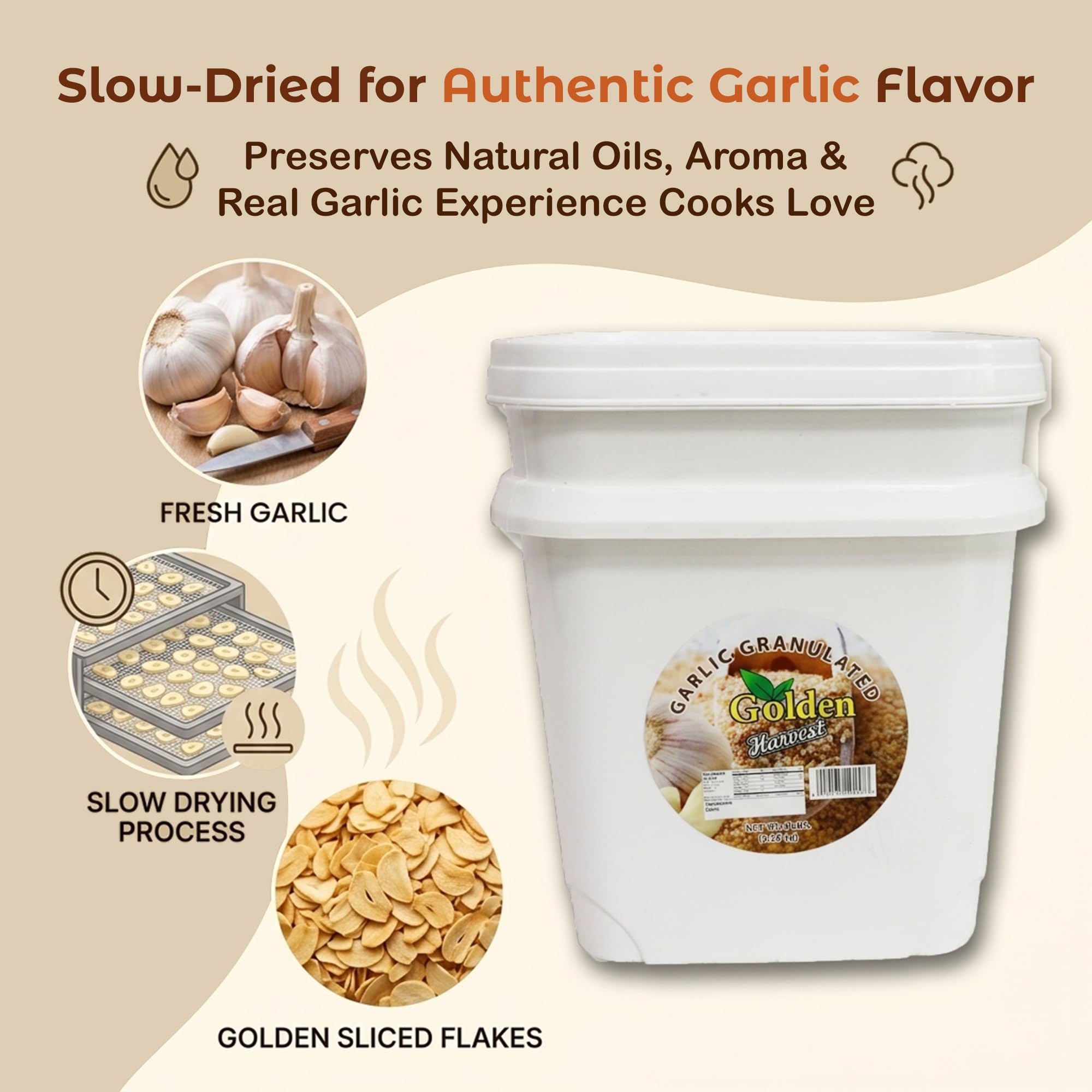 Golden Sliced Dried Garlic Flakes | Non-GMO & Gluten Free | No Additives | Ideal for Grinding into Granulated Garlic or Powder | Perfect for Rubs