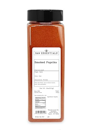 Raw Essentials Smoked Paprika Powder, 18 oz | Rich Smoky Flavor for BBQ, Meats, Stews & Marinades | Gluten Free and Vegan