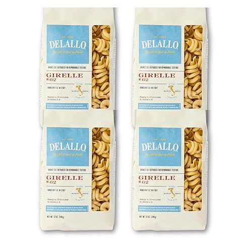 DeLallo Girelle Pasta, Curly Swivel Shape, Vegan, Kosher, Non-GMO, Made in Italy with 100% Durum Wheat Semolina, Bronze Cut, 16 oz Bag, (4 Pack)
