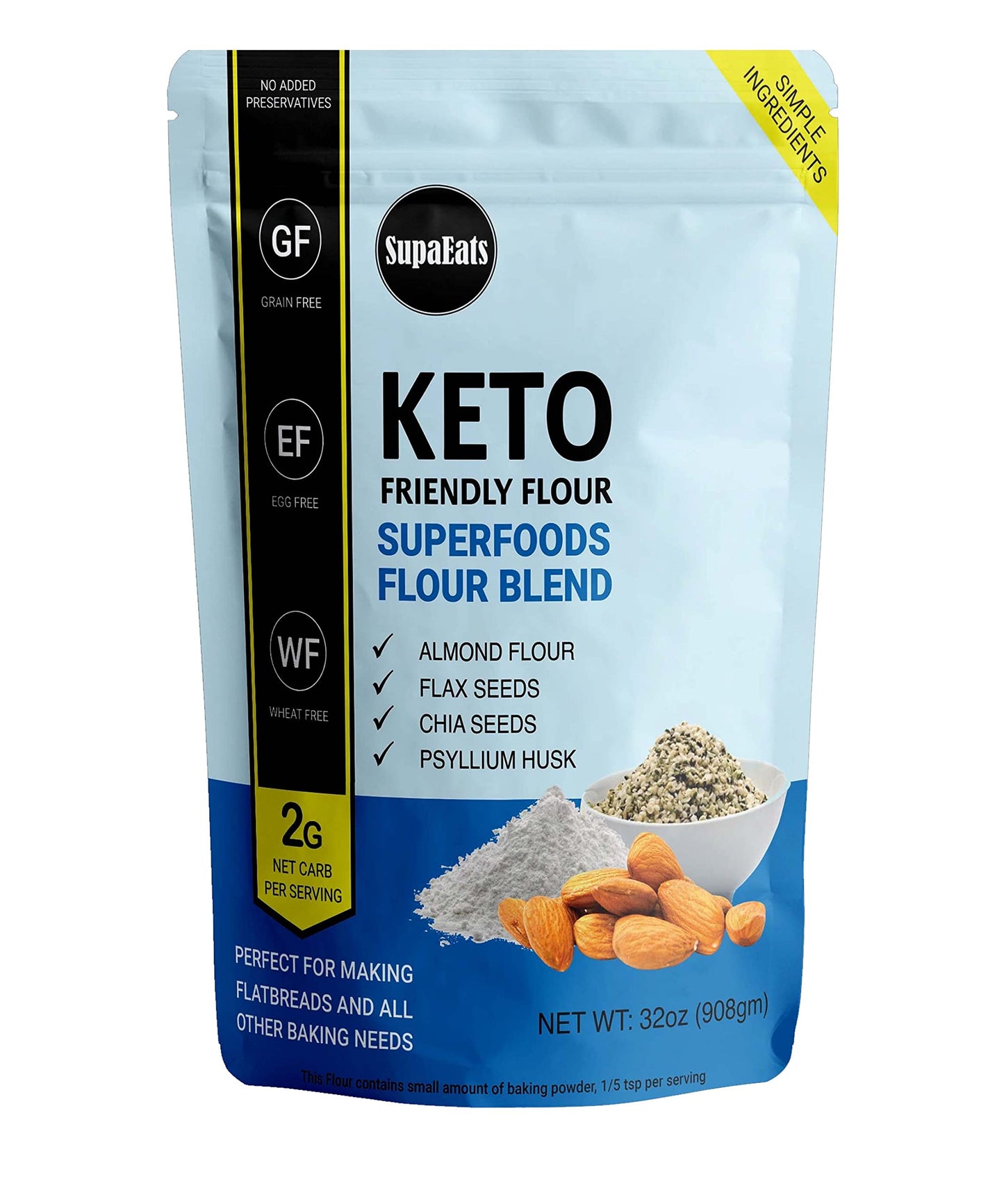 SupaEats Superseed Flour Blend, SupaEats Coconut Flour Blend, SupaEats Almond Flour Blend, 1 to 1 Gluten Free, Keto Friendly, Vegan, Low Carb Flour |