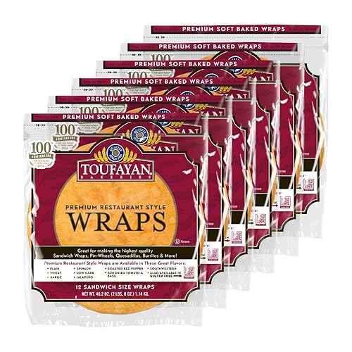 Toufayan Sundried Tomato 12” Sandwich Tortilla Wraps | Wholesale Bulk Foodservice Flatbread - Soft, Flexible Tortillas for Wraps, Burritos & Catering