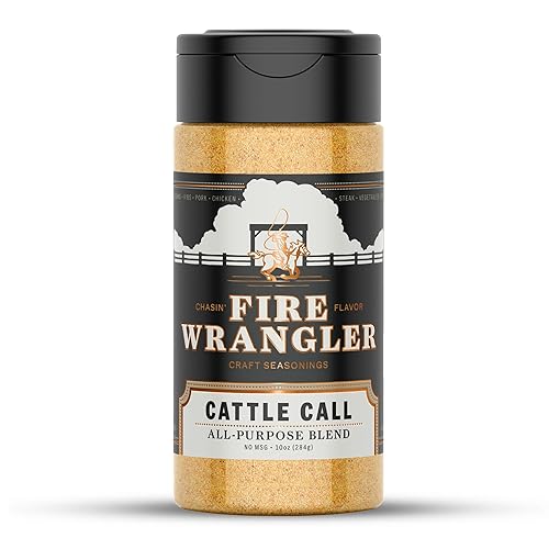FIRE WRANGLER “Cattle Call” All-Purpose Seasoning Blend - Premium Coarse Salt, Pepper, Garlic, Citrus, Herbs & Spices - Versatile Rub for Beef