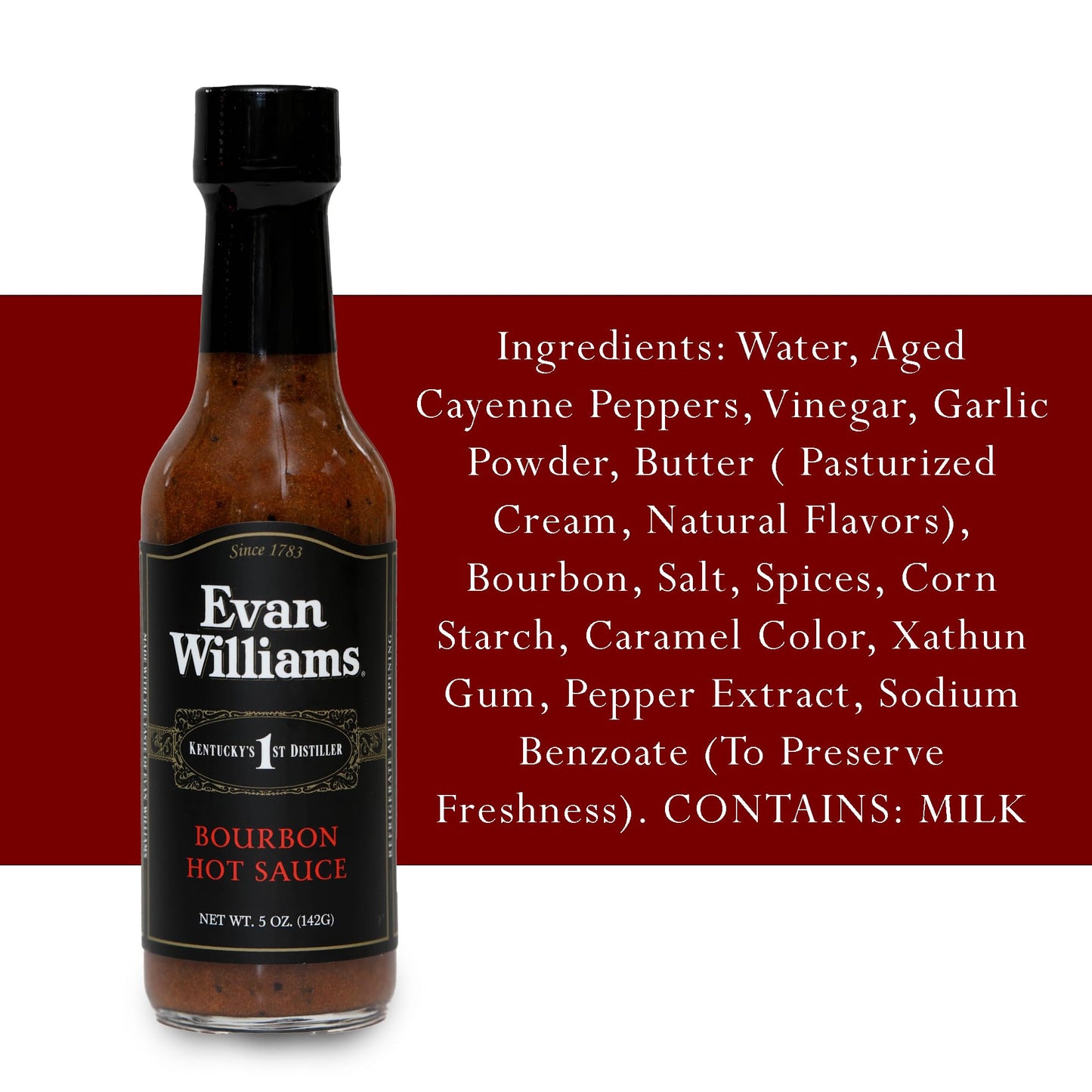 Evan Williams Bourbon Hot Sauce - Aged Cayenne Pepper & Butter Blend with a Splash of Bourbon - Spicy Gourmet Sauce for Wings, Grilling, and Dipping