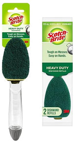 Scotch-Brite Heavy Duty Dishwand Kit, Includes 1 Wand & 2 Refill Pads, Keep Hands Out of the Mess
