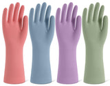 Rubber Cleaning Gloves for Dishwashing, 4 Pairs Reusable Kitchen Gloves for Washing Dishes and Household Cleaning, Colorful Dish Gloves with Flocked