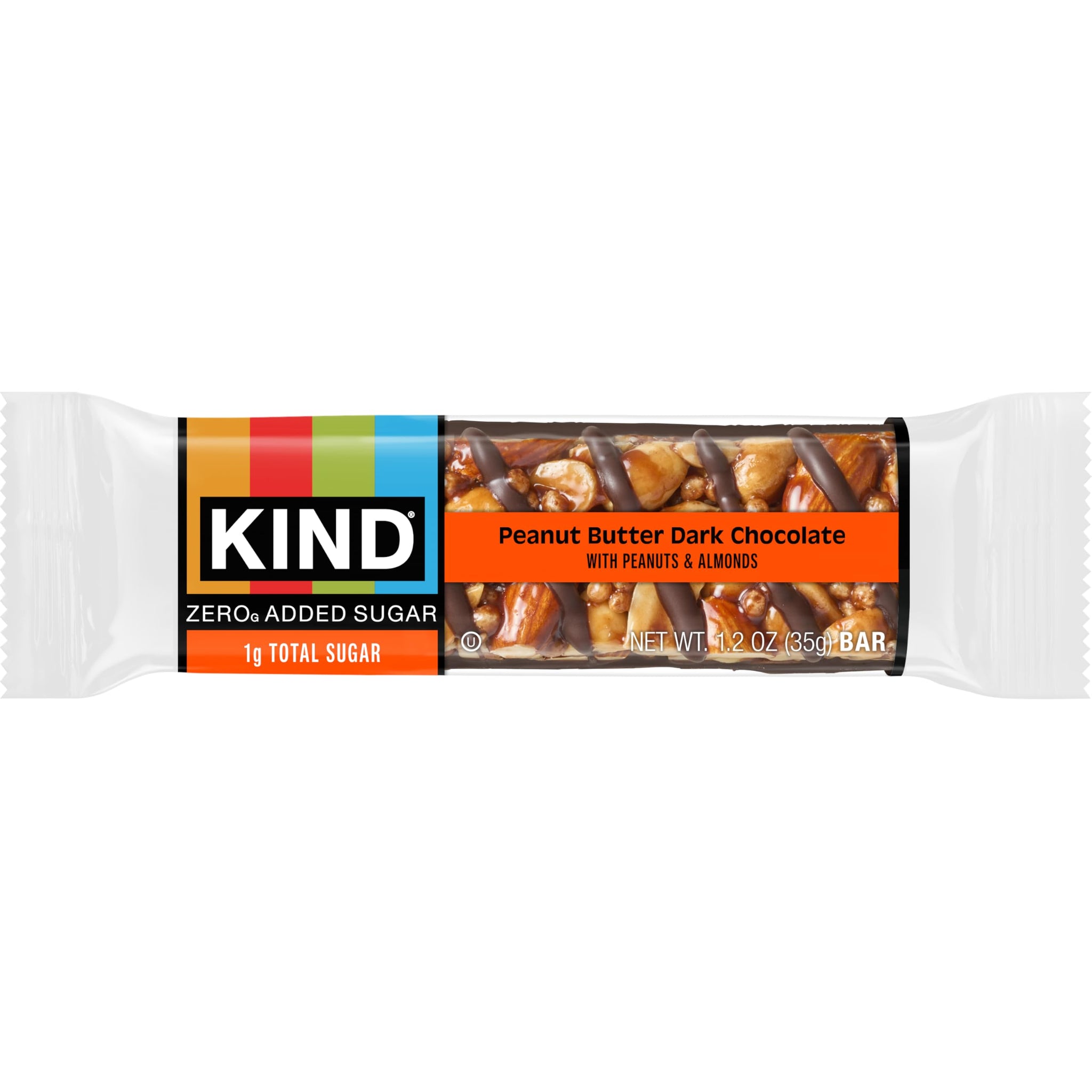 Kind Zero Added Sugar Healthy Snacks Bars, Peanut Butter Dark Chocolate, Gluten Free, High Fiber, Keto Snacks, 5g Protein, 30 Count