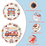 Herytem 100 Pcs Fire Truck Birthday Tableware Party Supplies - Disposable Firefighter Dinnerware Set with Paper Plates, Napkins, and Forks for Rescue