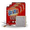Brillo Heavy Duty Steel Wool Pads 10 pc Bundle with Microfiber Cloth - Tough Grease and Grime Remover - Steel Wool Soap Pads for Heavy Duty Cleaning