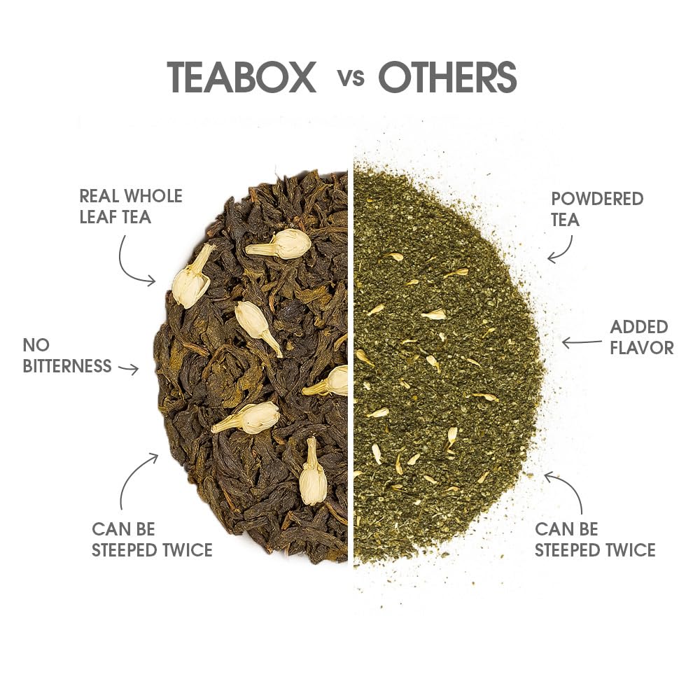Teabox Premium Darjeeling Green Tea With Jasmine Flowers| 100% Whole Leaf & 0% Bitterness | Green Tea From The Himalayas | 50 Tea Bags (Low Caffeine)