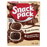 Snack Pack Milk Chocolate and Chocolate Fudge & Milk Chocolate Swirl Pudding Cups, 3.25 oz., 12-Count Family Pack
