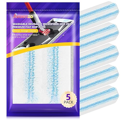 5 Pack H2prO Mop Pads Compatible with O Ceda H2PrO Flat Mop System, 100% Microfiber Mop Head Replacements, Washable and Reusable for H2prO Mop