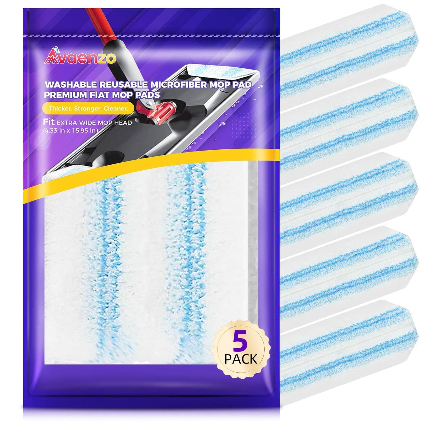 5 Pack H2prO Mop Pads Compatible with O Ceda H2PrO Flat Mop System, 100% Microfiber Mop Head Replacements, Washable and Reusable for H2prO Mop