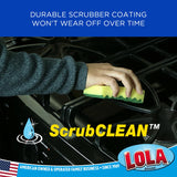 LOLA Heavy Duty Scrub Sponges, 2 Pack, Made in USA, Superior Sponge Lasts up to 4X Longer, Reusable Long Lasting, Next Generation Cleaning