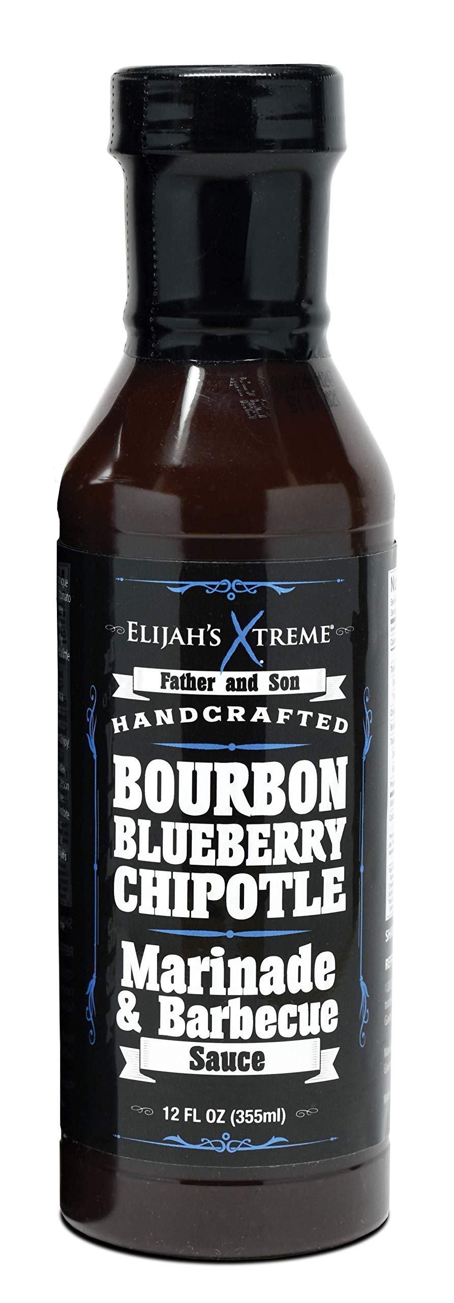 Elijah's Xtreme Bourbon Infused Blueberry Chipotle BBQ Sauce & Marinade - BBQ Sauce 12 FL OZ
