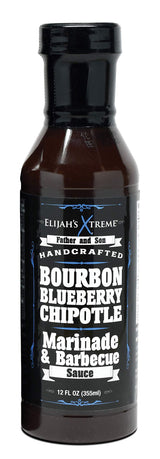 Elijah's Xtreme Bourbon Infused Blueberry Chipotle BBQ Sauce & Marinade - BBQ Sauce 12 FL OZ