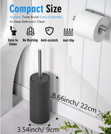 Viosuniu Matt Gray Ceramic Toilet Brush and Holder Set, Freestanding Toilet Bowl Cleaners Brush, Scrubber Brush for Toilet, Bathroom Accessories