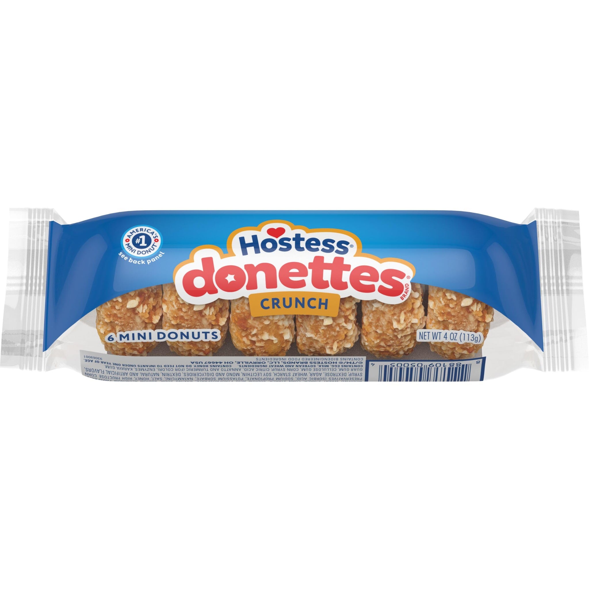 Hostess Donettes, Crunch Mini Donuts, 4 Oz. Sleeve (6 Mini Donuts)