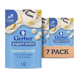 Gerber Stage 3 Baby Food Snacks, Banana Vanilla Yogurt Melts, Freeze Dried Yogurt and Fruit Snacks for Babies, Baby Led Feeding, 7-Pack