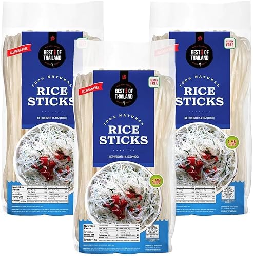 Best of Thailand Rice Noodle Sticks | Great for Traditional Thai, Vietnamese, Chinese, Japanese Stir Fry & Soups | Non-GMO, Gluten-Free, Kosher