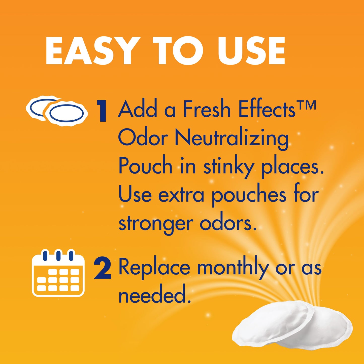 ARM & HAMMER Fresh Effects Odor Neutralizing Baking Soda Pouches, Long-Lasting Fragrance-Free Odor Absorber for Shoes, Cars, Home & Small Spaces, 5