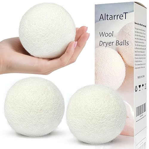 Wool Dryer Balls Handmade 3 Pack XL, Laundry Dryer Lint Balls, Reusable New Zealand Wool Natural Fabric Softener Essentials, Replace Dryer Sheets