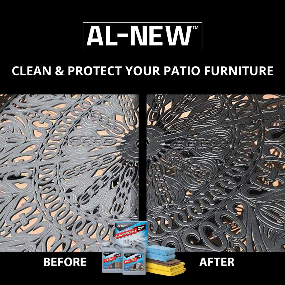 AL-NEW 2 Step Clean & Protect Kit | Clean, Restore, & Protect Your Outdoor Patio Furniture, Garage Doors, Exterior Lights, Window Frames, and More (16