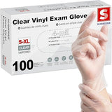 Schneider Clear Vinyl Exam Gloves, 4-mil, Large 100-ct Box, Latex-Free, Disposable Gloves, Medical Gloves, Cleaning Gloves, Food Prep Gloves, Food