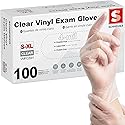 Schneider Clear Vinyl Exam Gloves, 4-mil, Large 100-ct Box, Latex-Free, Disposable Gloves, Medical Gloves, Cleaning Gloves, Food Prep Gloves, Food