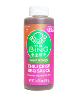 Mr Bing Sweet & Spicy Chili Crisp BBQ Sauce, 14.75 oz, Marinade Dip and Stir-Fry Sauce, Made in USA, Gluten-Free, MSG Free (Pack of 1) (Sweet & Tangy