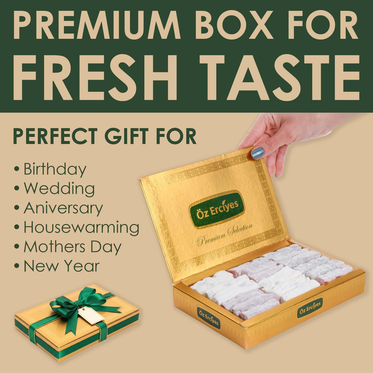 Finger Turkish Delight - Pistachio, Pomegranate & Milk Lokum Candy, Traditional Turkish Sweets Box, Gourmet Arabic Dessert, Dulces Turcos, 17.6 oz